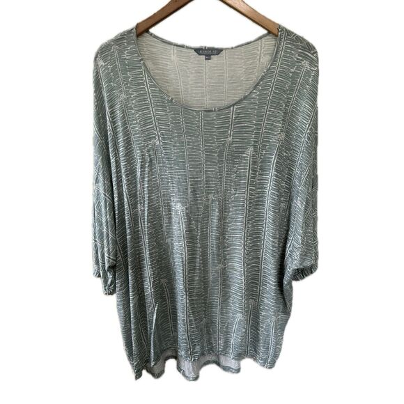 Manaola Tops - Manaola Collection Kinolau Hawaiian Tropical Leaves Dolman Sleeve Blouse M/L